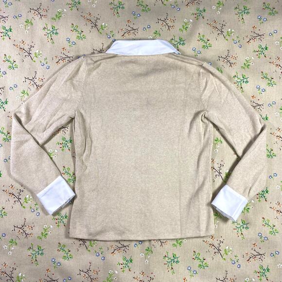 VTG Hampshire Ribbed Knit Collared Sweater Snap Buttons Small Cotton Shirt Layer - Picture 2 of 5